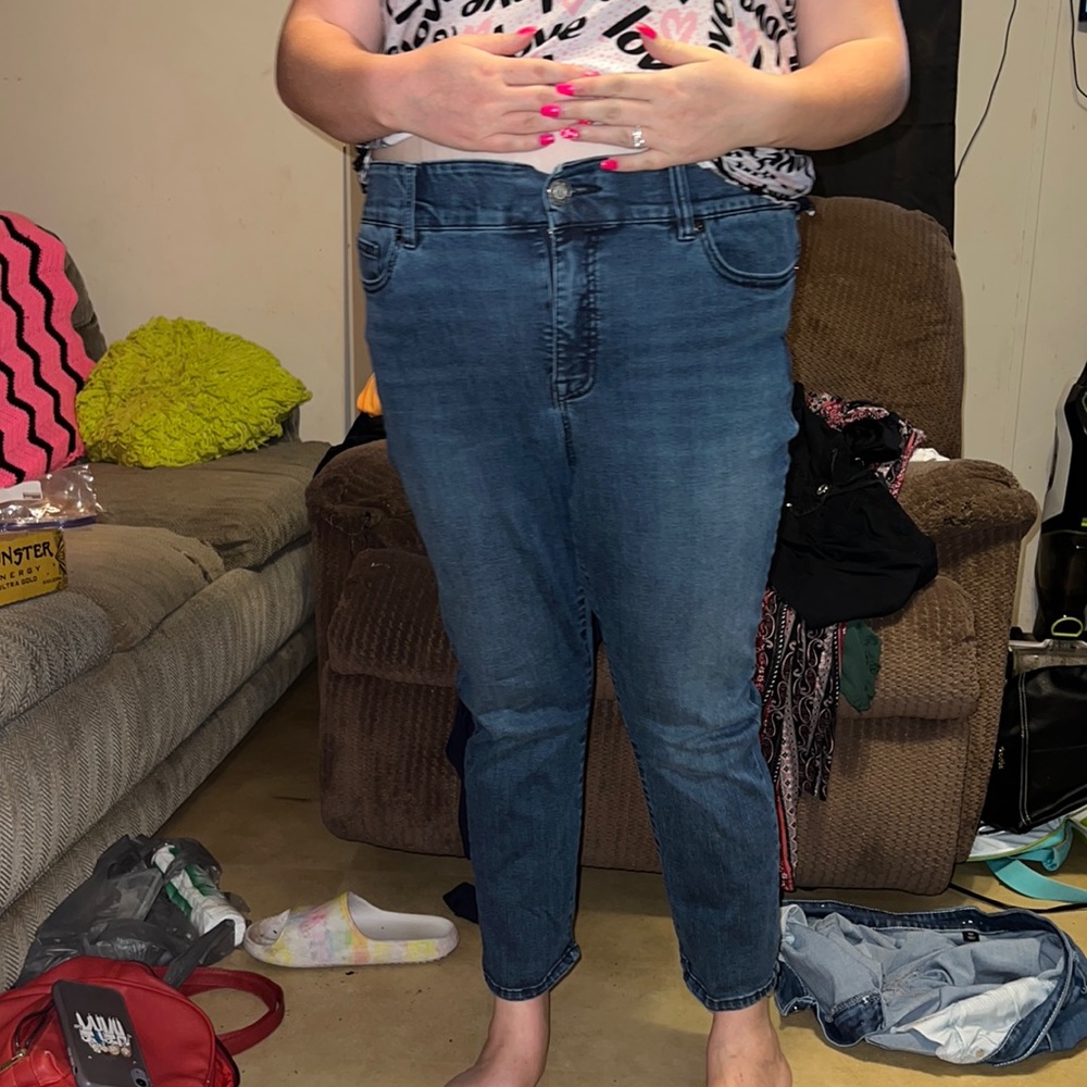 Woman’s blue jeans